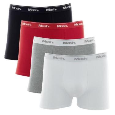 Imagem de Kit Cueca Boxer Mash 4 Peças Masculina Algodão Elástico, G, Vermelho