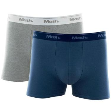 Imagem de Kit Cueca Boxer Mash 2 Peças Masculina Algodão Elástico, Azul jeans es