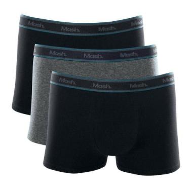 Imagem de Kit Cueca Boxer Mash 3 Peças Elástico Masculina Algodão, Preto, P