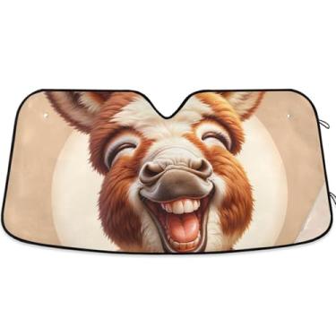 Imagem de Toldo de sol fofo de animal adorável para para-brisa de carro, engraçado, dobrável, caminhão, carro, protetor retrátil S, 134,6 cm x 59,7 cm