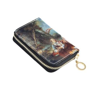 Imagem de Carteira feminina pequena para cartão de crédito com bloqueio de RFID, pintura rococó boucher, carteira masculina com bolso para moedas
