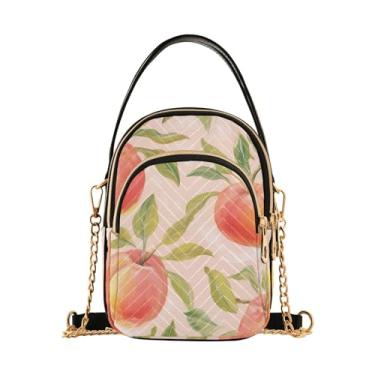 Imagem de Bolachas de gengibre em uma bolsa de ombro vermelha com zíper, bolsa tiracolo feminina, bolsa tiracolo feminina, Aquarela pêssegos - 3, One Size