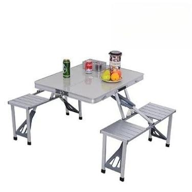 Imagem de Mesa Dobrável Tipo Maleta com 4 Bancos - Camping, Piquenique e Praia