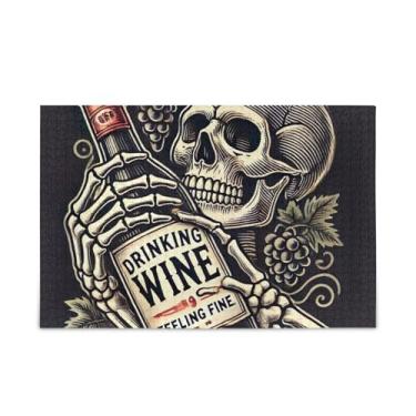 Imagem de Quebra-cabeça de 500 peças, quebra-cabeça de esqueleto bebendo Ine, jogo de arte de parede para casa, quebra-cabeça engraçado para adultos e crianças, 52 cm C x 37,8 cm L