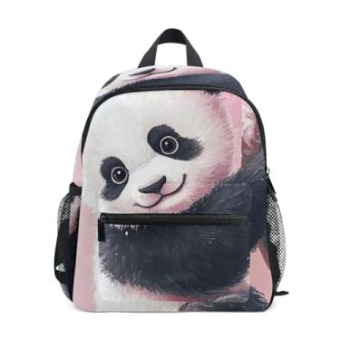 Imagem de GAIGEO Cute Panda Peach Flowers Mini Backpack for Kids 10x4x12 In, Small Girls Backpack with Water Bottle Pockets, Whistle Buckle