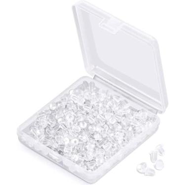 Imagem de Costas de brinco, almofadas traseiras macias e transparentes, substituição para ganchos de anzol, 4 mm de diâmetro (300 peças)