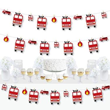 Imagem de Big Dot of Happiness Caminhão de Bombeiros Fired Up - Decorações DIY para Chá de Bebê ou Festa de Aniversário - Prendedor de Roupas - 44 Peças