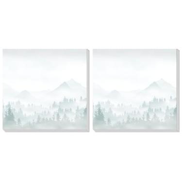 Imagem de TTFZYYDS Pacote com 2 notas adesivas 7,5 x 7,6 cm, forte poder de colagem, fácil de colocar para casa, escritório, 80 folhas/blocos, pintura de montanha em aquarela