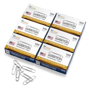 Imagem de Clipes de papel de escritório jumbo atualizados, antiderrapantes, 4,8 cm, 600 unidades (6 caixas), prata, feito nos EUA