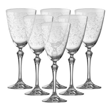 Imagem de Jogo de 6 Taças para água Elizabeth deada em cristal ecológico 350ml A23cm