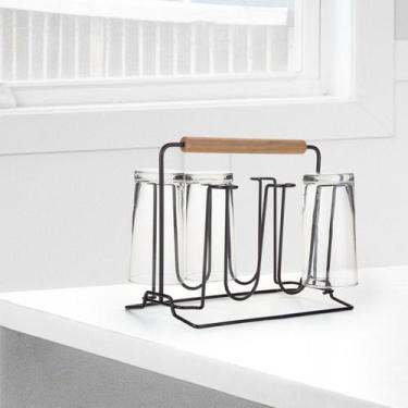 Imagem de Escorredor Porta Copos de Mesa Suporte para 6 Unidade Com Alça Arthi