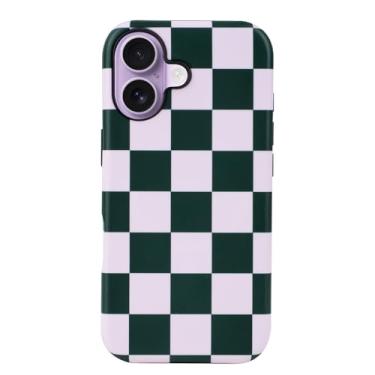 Imagem de YOYORI Capa para iPhone 17 linda capa de telefone xadrez para mulheres e meninas, à prova de choque fino TPU e capa protetora de policarbonato rígido 2025 6,3 polegadas