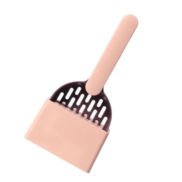 Imagem de GLOGLOW Colher para Areia de Gato, Peneira de Plástico ABS Com Base de Armazenamento, Colher Leve para cocô de Gatinho para Caixa de Areia, Loja de Animais Domésticos e Hospital (Marrom e Rosa)
