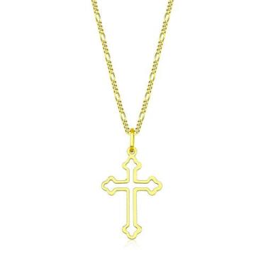 Imagem de Cordão Corrente 60cm 3x1 Pingente Crucifixo Ouro 18k Maciça - DR Joias
