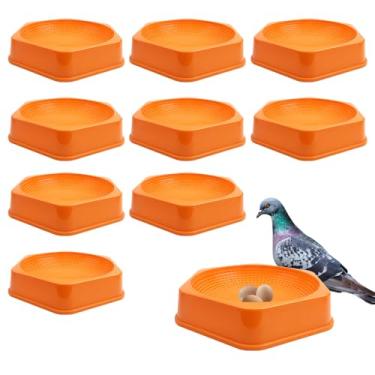 Imagem de DQITJ Pacote com 10 tigelas para nidificação de pombos, pássaro, canário, antiponta para incubação de ovos com orifícios de ventilação para fazenda doméstica (amarelo)