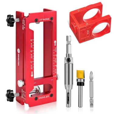 Imagem de Kit de instalação de dobradiça de porta + kit de instalação de fechadura de porta, kit de molde de dobradiça de porta de liga de alumínio para roteador, gabarito de encaixe ajustável para dobradiças