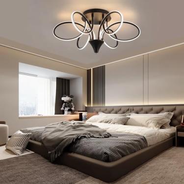 Imagem de Luminária de teto LED moderna em estilo nórdico para sala de estar, com regulagem contínua de intensidade luminosa (3000-6000K), ideal para quarto, sala de jantar e outros ambientes. Possui