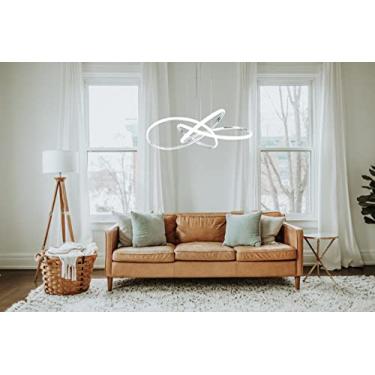 Imagem de Luminária pendente de mesa para sala de jantar, com LED regulável e controle remoto. Design moderno e clássico para cozinha, sala de jantar, sala de estar, quarto e escritório (cromada).