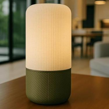 Imagem de Luminária de Mesa Cilíndrica Minimalista Moderna, Abajur Tubular Decorativo com Lâmpada Inclusa, Design Texturizado (Verde)