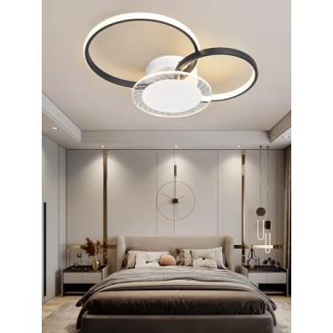 Imagem de Luminária de teto LED SSHIRUIYI, dimerizável, circular, com controle remoto, em acrílico, moderna, para sala de jantar, cozinha e quarto (preta, 45,5 cm).