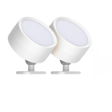 Imagem de Conjuntos de lâmpadas LED para iluminação pública 1–4 Três cores ajustáveis Carregamento USB Luz giratória em 360° Elegante e esteticamente agradável(Branco - Kit 2)