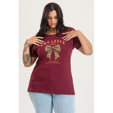 Imagem de T-shirt Feminina Plus Size em Malha Algodão c/ Estampa "CREATIVE" - Se