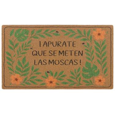 Imagem de Apurale Que Se Meten las Moscas Capacho, Tapete Espanhol Engraçado Mexicano para Porta da Frente Interior Exterior Entrada, Tapete de Coco Artificial Rústico para Varanda Pátio Cozinha Decoração 76 x