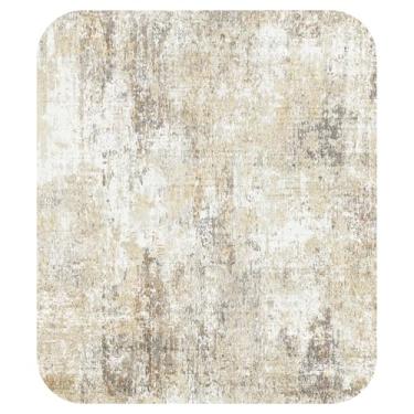 Imagem de RELEANY Tapetes laváveis 2,5 m x 30,5 cm, antiderrapante, moderno, abstrato, macio para sala de estar, entrada, quarto, berçário, estampa estampada, bege marrom creme