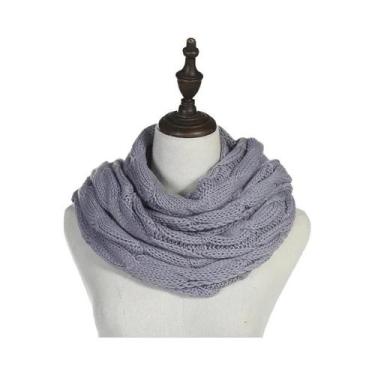 Imagem de Cachecol Feminino De Lã Com Tricô Trançado Em Cor Sólida, Acessório De