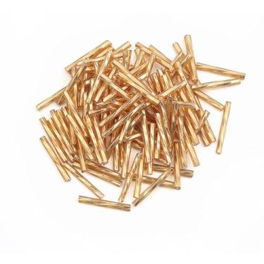 Imagem de YDJIANCAI 1200 peças de contas de corneta, acabamento metálico, contas de sementes de tubo longo de vidro de 6 mm para brinco, pulseira, colar, fabricação de joias, artesanato faça você mesmo (cor