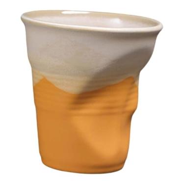 Imagem de Baoblaze Caneca de café de cerâmica criativa com pregas, xícara de porcelana moderna para casa, xícara de chá de 250ml para fazenda, hotel, Ano e Natal, Laranja