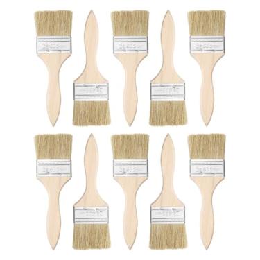 Imagem de HARFINGTON 10 pincéis de pintura de cerdas planas de 6,3 cm de espessura dupla com cabo de madeira para pintura de arte faça você mesmo, móveis, gabinete, cercas, deck, parede, porta, branco,