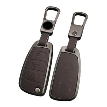 Imagem de Liga de zinco caso chave do carro protetor de controle remoto chaveiro acessórios compatíveis com audi tt ttrs 8j 8n 8s mk1 mk2 mk3 s linha logotipo personalizado(A-brown keychain)