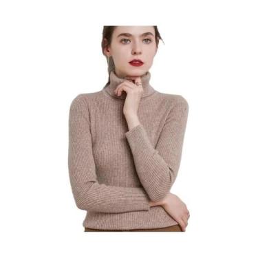 Imagem de Suéter Feminino Slim Fit Com Gola Alta Estilo Coreano Camada Base Pull