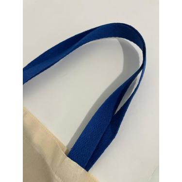 Imagem de Kit com 20 sacolas ecobag lisa algodão cru ecológica - Nacional, Azul 