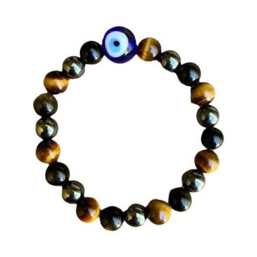 Imagem de Pulseira De Proteção Tripla Com Olho De Tigre, Hematita E Obsidiana Pa