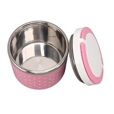 Imagem de YOUTHINK Lancheira Isolada Redonda, Recipiente de Alimentos Térmico de Aço Inoxidável à Prova de Vazamento para Viagens de Escritório Escolar, Mantém Os Alimentos Quentes ou Frios (Rosa)