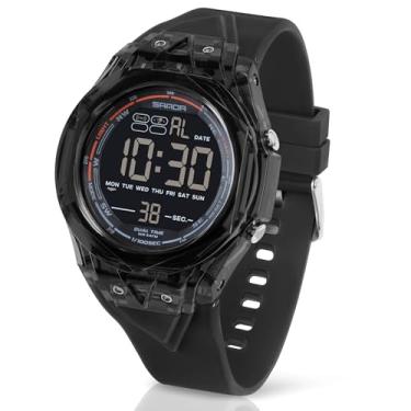 Imagem de TICKEEN Relógio masculino esportivo, digital, à prova d'água, com alarmes/contagem regressiva/cronômetro/12 e 24h/tempo duplo/luz/campainha de hora em hora/relógio de pulso multifuncional militar