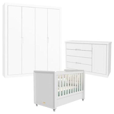 Imagem de Quarto de Bebê 4 Portas Tutto New Branco Acetinado - Matic - Matic Mov