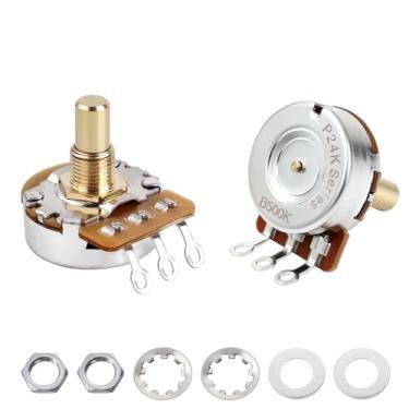 Imagem de Banworks Potenciômetro de latão B500K M8 com rosca métrica de tamanho completo, eixo curto (comprimento de 15 mm) para guitarras elétricas Epiphone Les Paul LP/SG Squier Strat/Tele 2 peças JT/XNQ-19