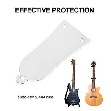 Imagem de Naroote Treliça Haste Capa Protetora de Ferro Resistente para Guitarra e Baixo 3 Furos Estilo Sino para a Maioria das Guitarras e Baixos Metal Preto (Prata)