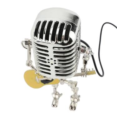 Imagem de YWBL-WH Lâmpada de robô de Microfone, Luz Noturna de Mesa de robô de Guitarra de Metal de Alumínio retrô para Mesa de Quarto, Decoração de Casa Vintage Multifuncional Exclusiva Com Feixe Focado para