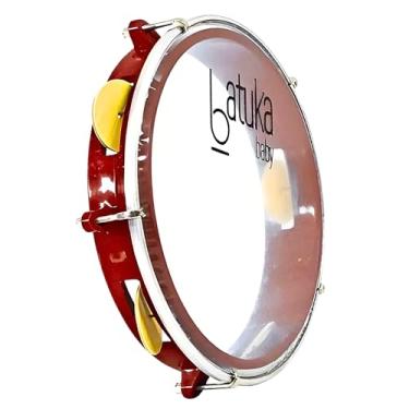 Imagem de Pandeiro Luen Junior 8 Polegadas C/Pele Cristal Platinela Inox ABS Garra Fixa 5 Afinações Colors | Vermelho