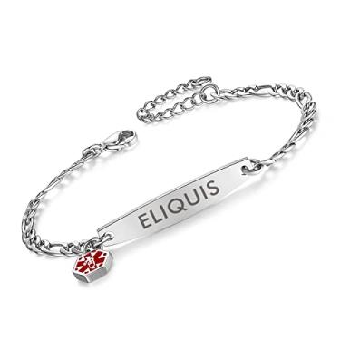 Imagem de mnmhope Pulseira feminina de alerta médico Fígaro pequena, ajustável, 16,5 a 20,3 cm, 6 5 inch, Metal, Sem pedra preciosa