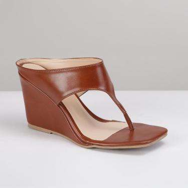 Imagem de Sandália Feminina Anabela Minimal Square Bico Quadrado