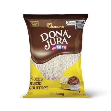 Imagem de Flocos Macio Gourmet Chocolate Branco 500g Decora Dona Jura - Cacau Fo