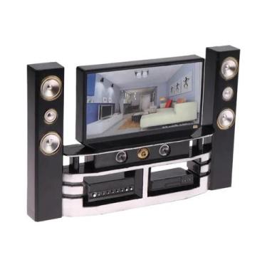 Imagem de 1 conjunto 1/12 mini tv áudio ornamento casa de bonecas móveis decoraç