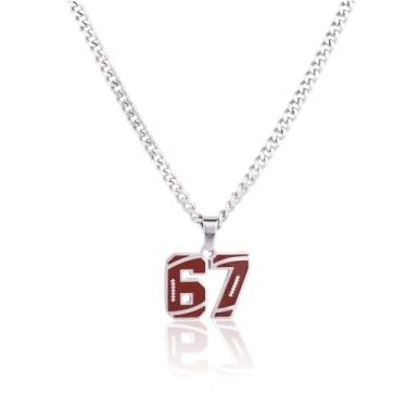 Imagem de 67 Colar com Pingente Futebol, Corrente Numérica com Pingente Rugby Unissex Joias Esportivas Hip Hop Streetwear Acessório Presente Atleta