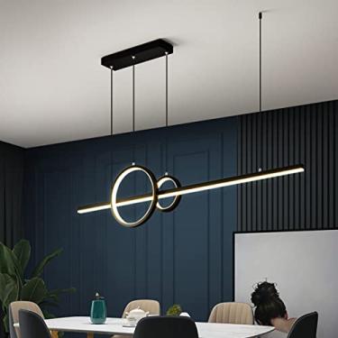Imagem de Luminária pendente moderna de LED para mesa de jantar, com altura ajustável, ideal para sala de jantar, quarto, escritório ou sala de estar (preta, 90 cm de comprimento).