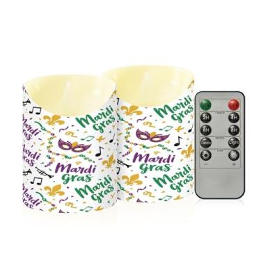 Imagem de Wassud Pacote com 2 velas sem chamas de música carnaval com controle remoto, velas realistas cintilantes com temporizador, velas decorativas para Natal, casamento, festa, decoração de casa pequena